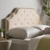 Luella - Button Tufted Full / Queen Upholstered Metal Panel Headboard - Beige - Image 4