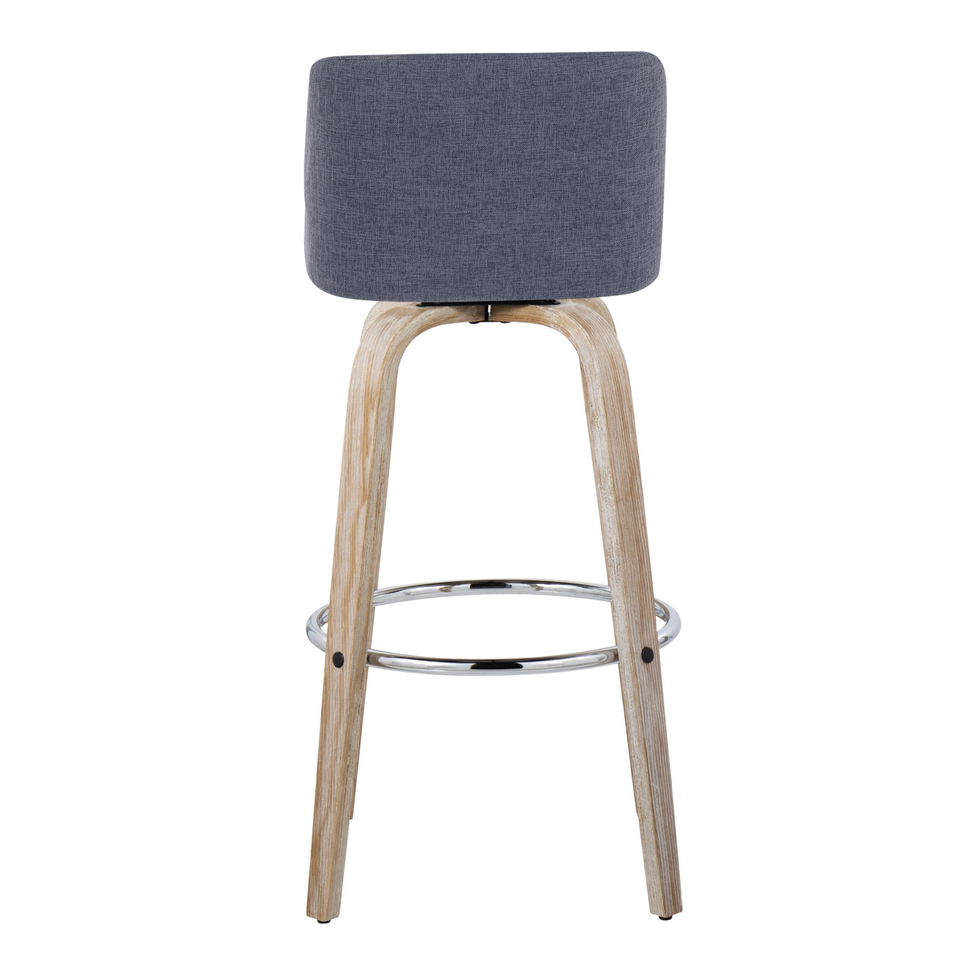 Toriano - Contemporary Fixed Height Barstool With Swivel With Round Footrest (Set of 2) - Whitewashed / Blue - Image 5