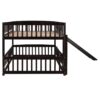 Full Over Full Low Bunk Bed With Slide, Fence And Ladder For Toddler - Espresso - Image 3