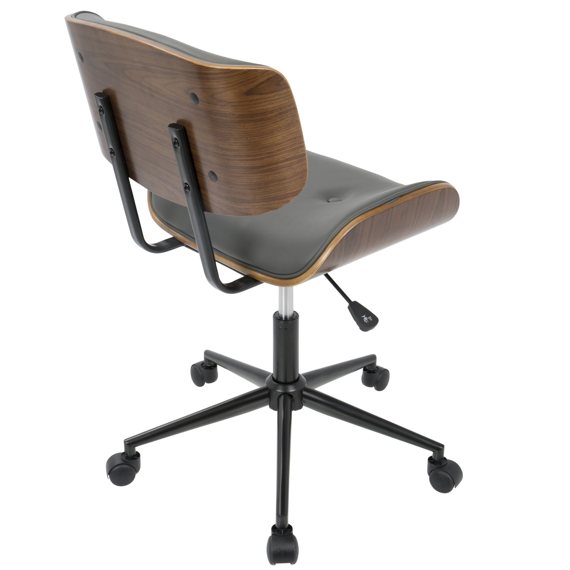 Lombardi - Mid-Century Modern Adjustable Office Chair With Swivel - Walnut / Gray - Image 4