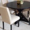 Mytzi - 5 Piece Dining Set, Cross-Buck Dining Table With 4 Stylish Chairs - Black / Beige - Image 6