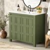 36" Bathroom Vanity Organizer With Sink, Storage Cabinet - Olive Green - Image 5
