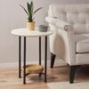 Oval End Table With Metal Legs - White / Natural - Image 2