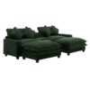Chenille Upholstered Sectional Sofa With 2 Removable Ottomans, USB Ports, Cup Holders, And Storage - Green - Image 19