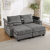 Convertible Chaise Lounge Loveseat Sofa Bed With USB Ports, Cup Holders, Phone Holder, Ample Storage - Gray - Image 3