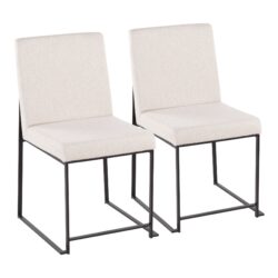 Fuji - Contemporary High Back Dining Chair (Set of 2) - Black / Beige