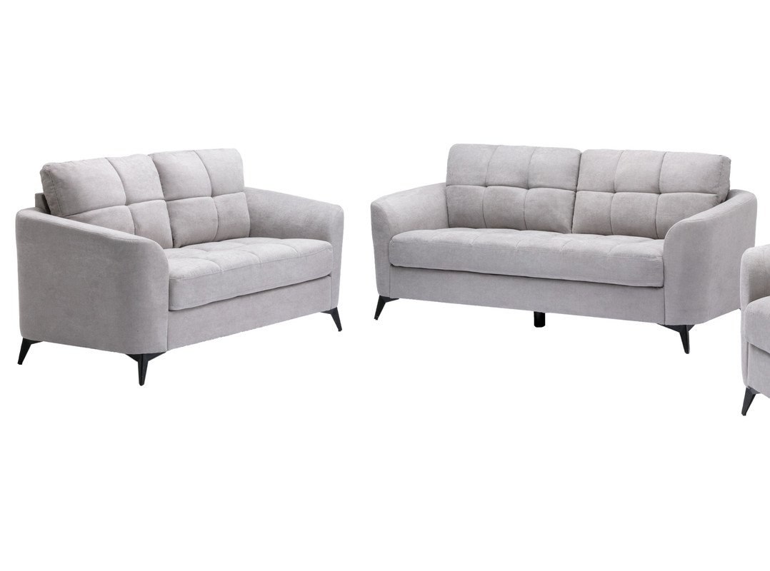 Callie - Woven Living Room Fabric Sofa, Loveseat (Set of 2) - Light Gray - Image 8