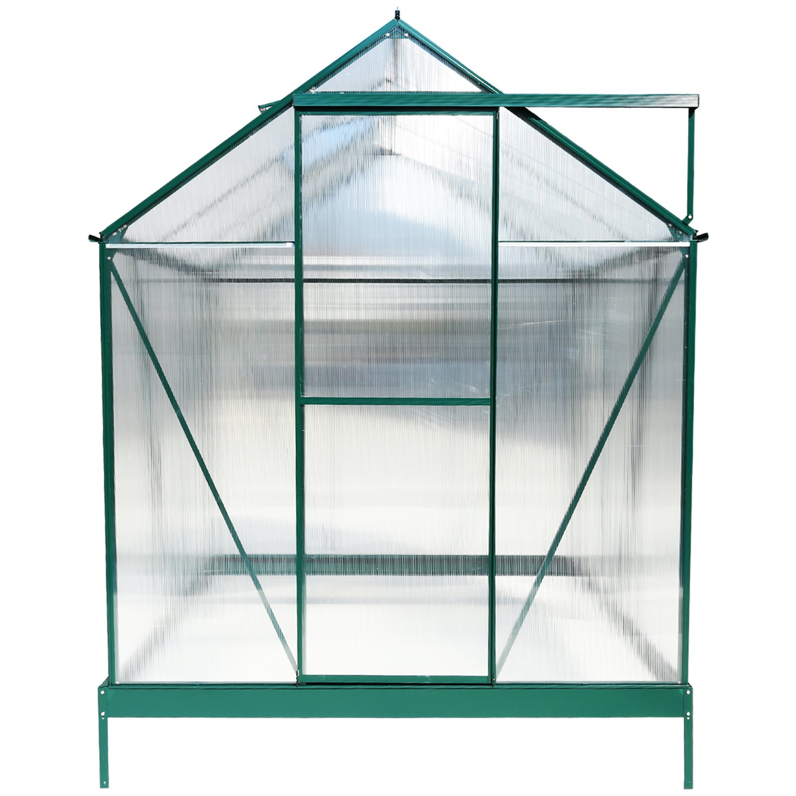 6.3'x6.2'x7' Polycarbonate Greenhouse, Heavy Duty Outdoor Aluminum Walk-In Green House Kit With Rain Gutter, Vent And Door For Backyard Garden - Green - Image 22
