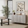 Modern Lacquered 4 Door Wooden Cabinet Sideboard Buffet Server Cabinet Storage Cabinet, For Living Room, Entryway, Hallway, Office, Kitchen And Dining Room - Gray - Image 3