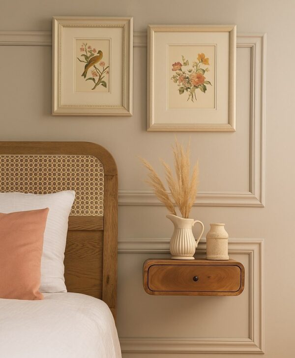 Avora - Wall Mounted 1 Drawer Nightstand - Beige