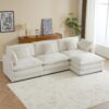 Modern Sofa Modular Sofa Couch Upholstered Corduroy, L Shape Sectional Sofa With Side Storage Pockets For Living Room - Beige - Image 12