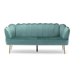Modern Glam 3 Seater Sofa Velvet With Iron Legs - Turquoise
