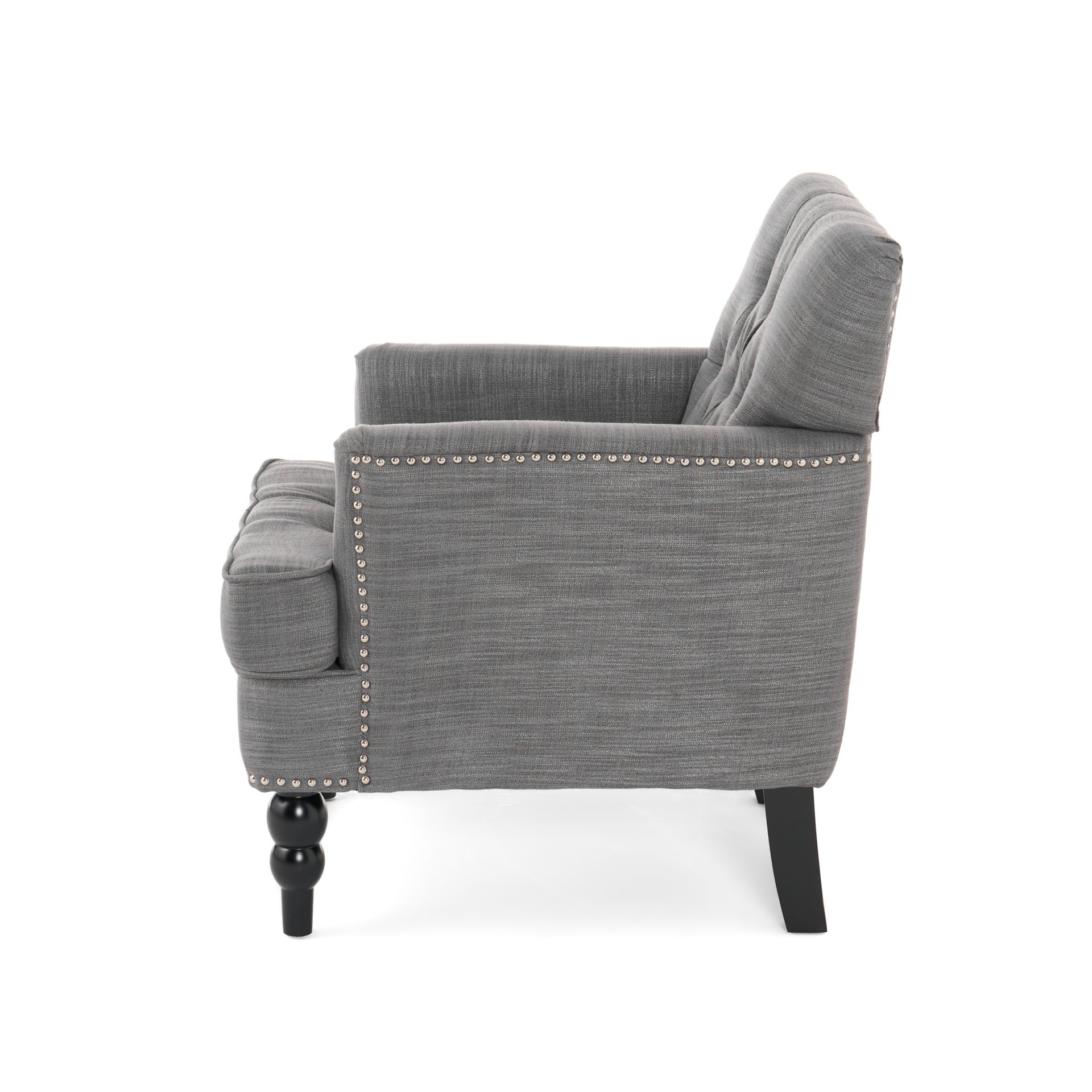 Harrison - Tufted Club Chair With Button Tufting And Nailhead Trim - Charcoal - Image 8