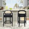 Americana - Mid-Century Modern Cane Back Bar Stool - Jet Black - Image 10