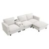Modern Sectional Cloud Sofa With Console USB Charger Reading Light Cup Holder, Wide Seat 4 Seat Modular Couch Storable Indoor Funiture - Beige - Image 3