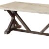 Romina - Marble Top Weathered Coffee Table - White Marble - Image 3