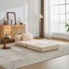 Convertible Floor Sofa Bed With Fixed Shape Frame For Living Room - Beige - Image 14