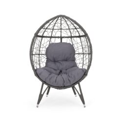 Cosmos - Round Hammered Iron Teardrop Chair - Gray