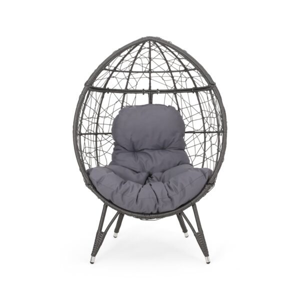 Cosmos - Round Hammered Iron Teardrop Chair - Gray