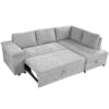 L Shaped Couch With Pull Out Bed And Storage Sectional Sleeper Sofa With Hidden Storage, Wide Armrest With Storage, For Living Room, Apartment, Bedroom, Office - Light Gray - Image 6