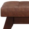 Draper - Mid Century Tufted Ottoman Bench - Distressed Saddle Brown - Image 5