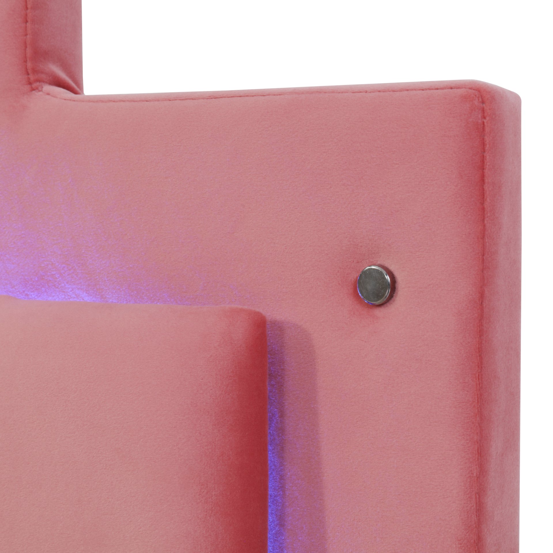 Queen Size Upholstered Platform Bed With LED Lights And 4 Drawers, Stylish Irregular Metal Bed Legs Design - Pink - Image 11