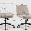 Cross Legged Office Chair, Wide Comfty Desk Chair, Vanity Home Chair, Armless Computer Task Chair With Wheels, Swivel And Height Adjustable - Beige - Image 3