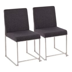 Fuji - Contemporary High Back Dining Chair (Set of 2) - Charcoal