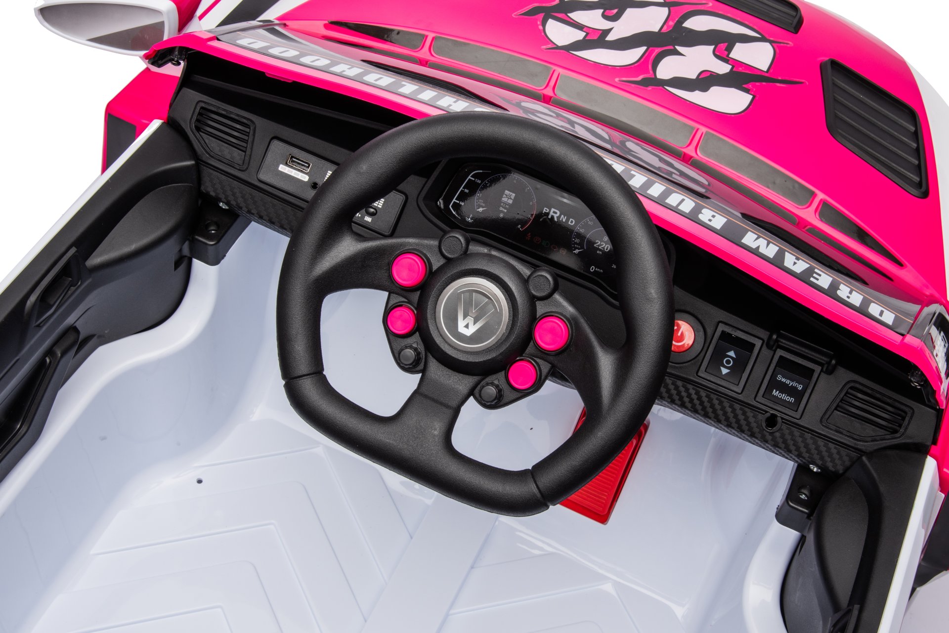 12V4A 20W*2 One Button Start, Forward And Backward, High And Low Speed, Music, Front Light, Power Display, Two Doors Can Open, 2.4G R / C, Seat Belt Four Wheel Absorber Kids Ride On Car - Pink - Image 17