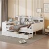 Full Size Daybed With 3 Drawers USB Ports And Desk - White - Image 25