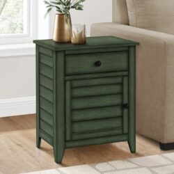 Accent Nightstand, Storage Drawer, Transitional - Green