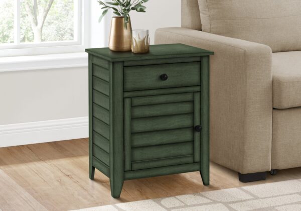 Accent Nightstand, Storage Drawer, Transitional - Green