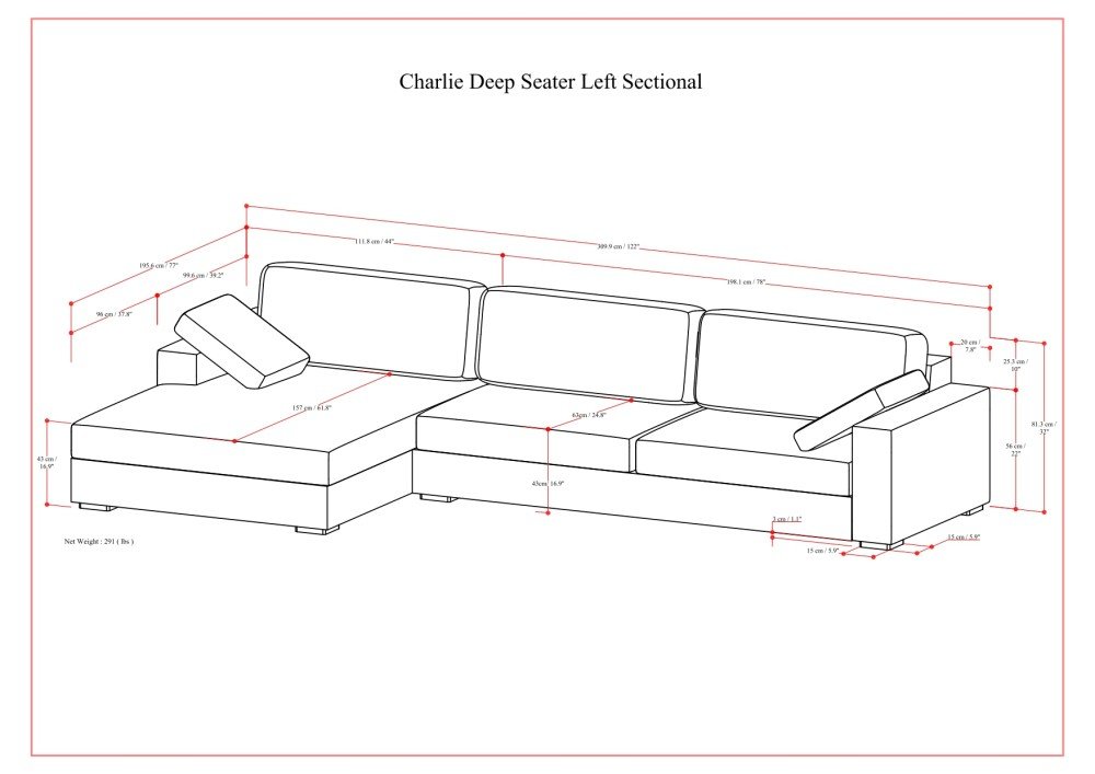 Charlie - Deep Seater Left Sectional Sofa - Cream - Image 18