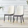 Modern Dual Tone Dining Chair With Backrest And Metal Legs (Set of 2) - White / Gray - Image 4