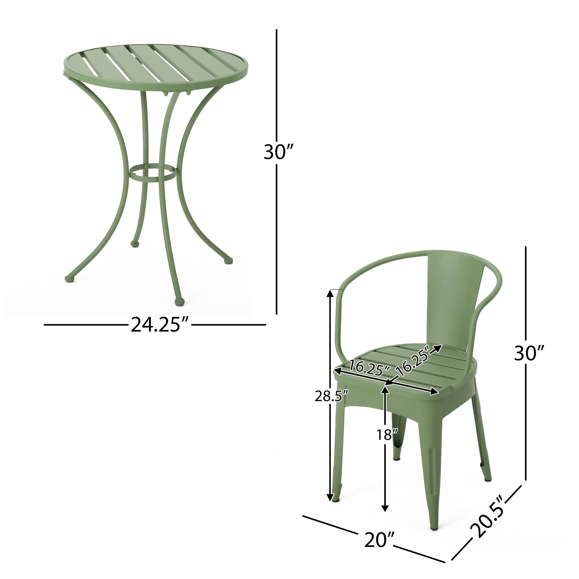 3 Piece Bistro Set With Table And 2 Chairs - Green - Image 3
