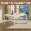 2 Pack Lounge Chair Set With Folding Square Table - Pale Green / White - Image 8