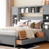 Full Size Bed With All In One Cabinet And Shelf - Gray - Image 13