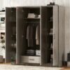 4 Door Wardrobe With 1 Drawer - Gray - Image 8