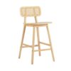 Bari - Indoor Wood Barstool (Set of 2) With And Rattan Backrest - Natural - Image 7