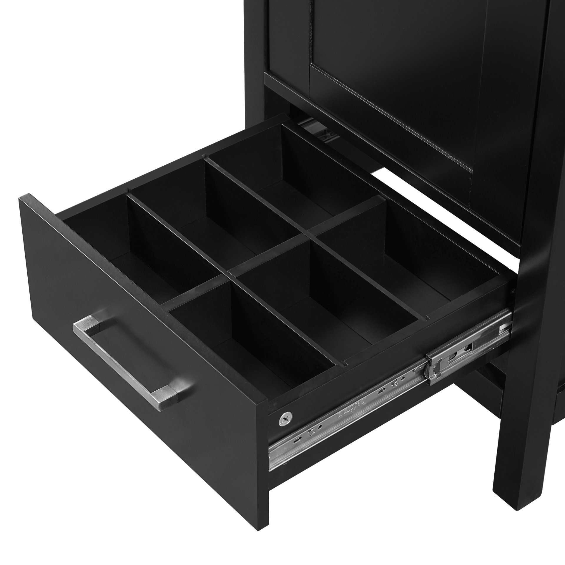 18" Bathroom Vanity With Sink, Soft Close Drawers, Door Organizer, Divider Drawer, Adjustable Foot Pads - Black - Image 18