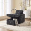 Multifunctional Lazy Person Sofa Recliner With Storage Backrest And Cell Phone Bracket For Living Room Or Bedroom - Black - Image 11