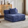 Convertible Floor Sofa Bed With Fixed Shape Frame For Living Room - Dark Blue - Image 2