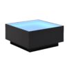 Square High Glossy Coffee Table With 16 Color Led Strip Lights, Modern Center Table With 5Mm Frosted Tempered Glass Top For Living Room - Black - Image 10