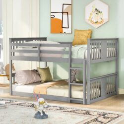 Full Over Full Classic Bunk Bed With Ladder - Gray