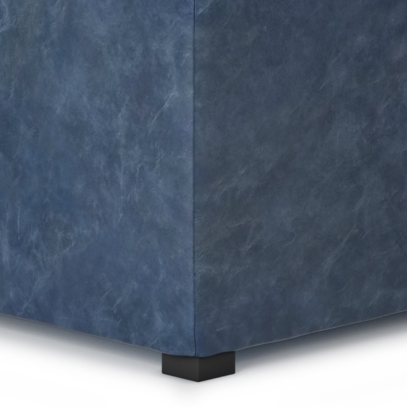 Avalon - Square Coffee Table Storage Ottoman - Denim Blue - Image 6