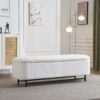 Modern Elegant Ottoman With Spacious Storage Function With Metal Feet - White / Black - Image 2