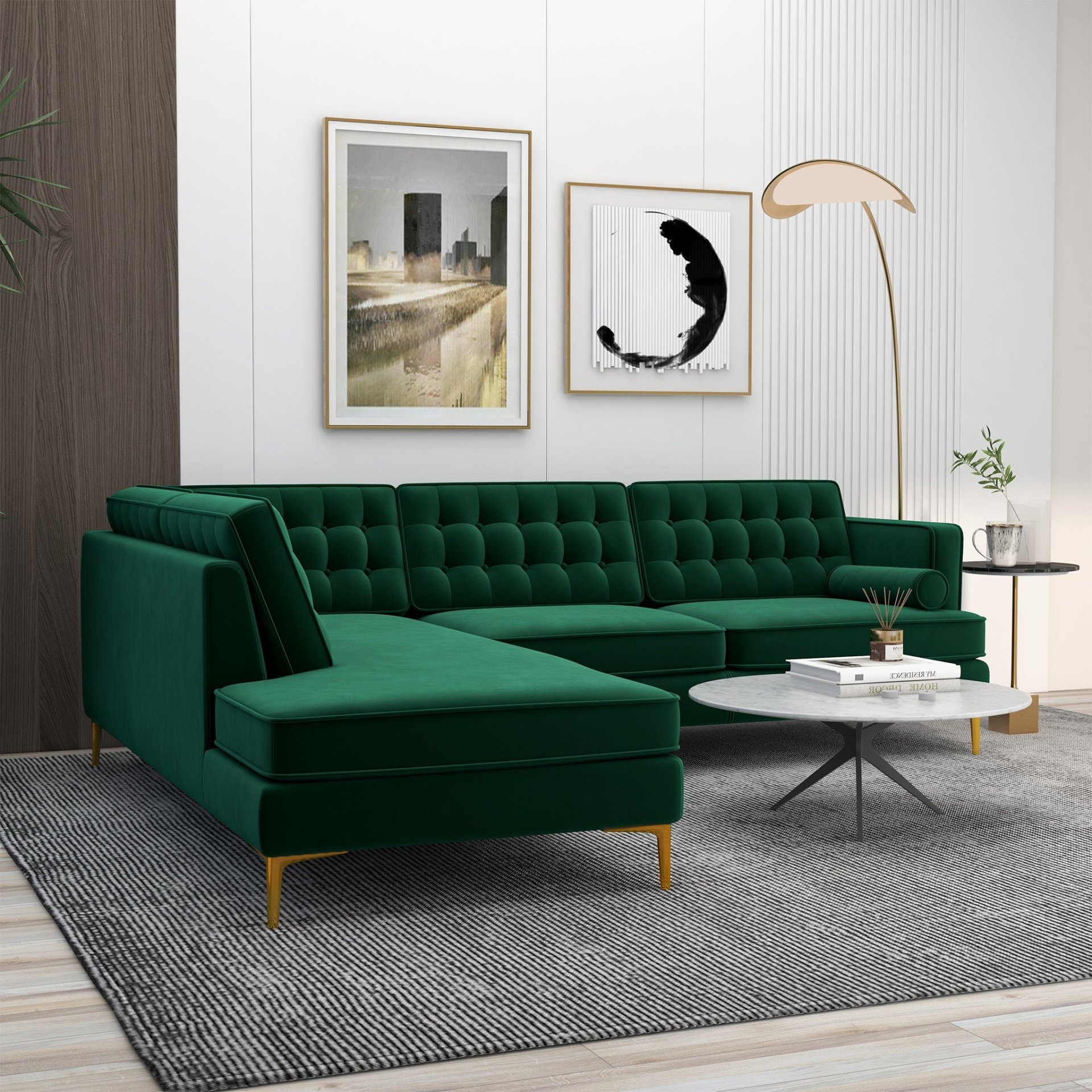 Brooke - Sectional Sofa Left Facing - Green - Image 10