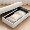 Oversized Chaise Lounge Indoor Rabbit Fur Sofa Bed With Storage Ottoman And Armrests Cup Holders With Deep Seat - Beige - Image 11