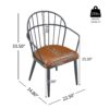 Industrial Inspired Upholstered Dining Chair Set With Metal Legs (Set of 2) - Brown - Image 3
