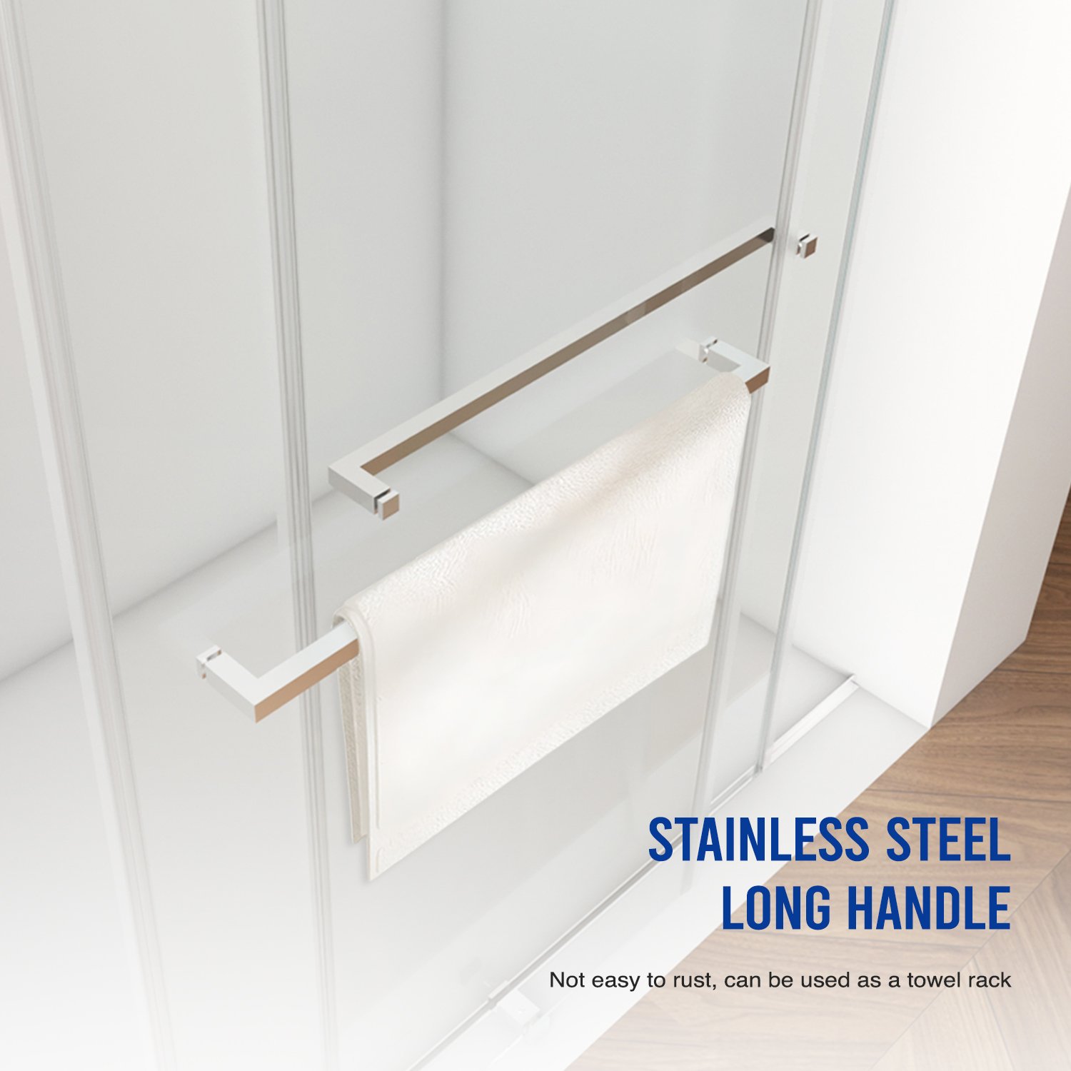 Frameless Shower Door, Double Sliding Shower Door, Clear Tempered Glass Shower Enclosure With Square Rail, Double Side Easy Clean Coat, Finished With Buffer - Brushed Nickel - Image 9
